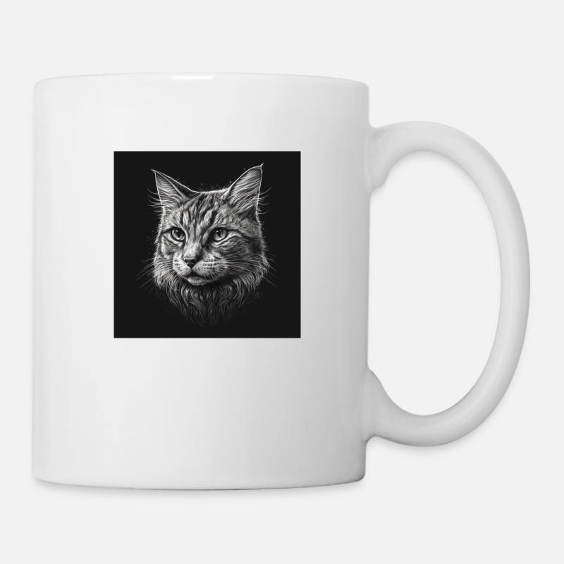 Cat Drawing - Mug - white