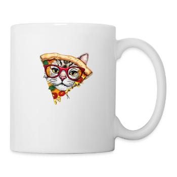 Chat à pizza moelleux - Mug blanc - blanc - Droite