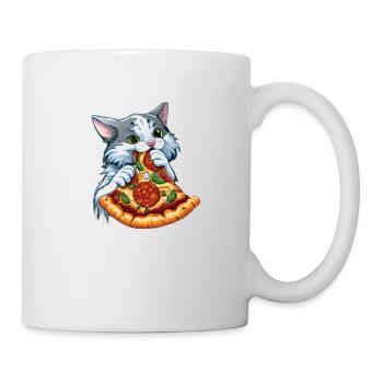 Fluffy Cat Pizza Fast Food Food - Mug - white - Right