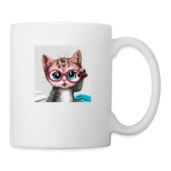 Süßes Katzenbaby mit Brille - Tasse - Weiß - Rechts