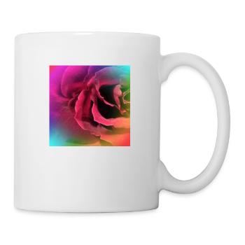 Kreatives mehrfarbiges Foto einer Rose - Tasse - Weiß - Rechts