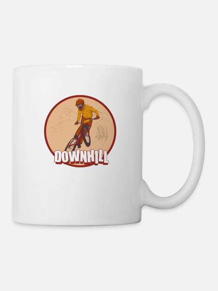 downhill down mountain biking vintage style - Mug - white