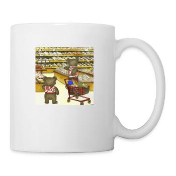 teddy bears shopping for groceries in Japan ukiyo - Mug - white - Right