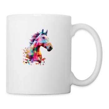 Bunter Abstrakter Geometrisches Pferd - Tasse - Weiß - Rechts
