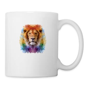 Lion géométrique abstrait coloré - Mug blanc - blanc - Droite