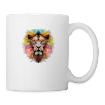 Lion géométrique abstrait coloré - Mug blanc - blanc - Droite