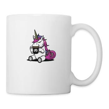Kaffee cafe trinkendes Einhorn verärgert angry - Tasse - Weiß - Rechts
