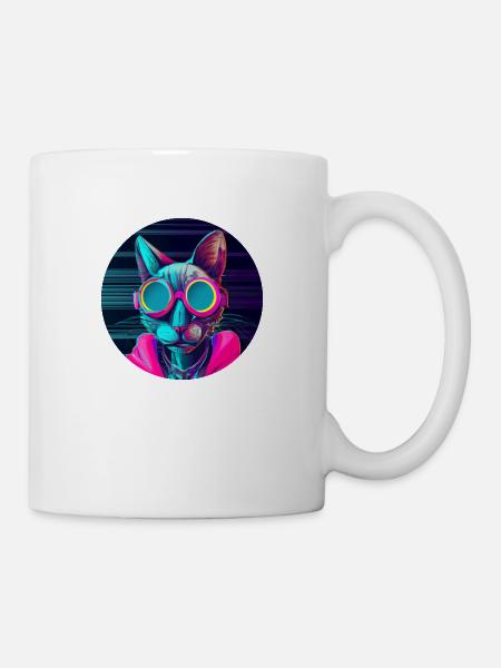 Stilvolle Katze - Tasse - Weiß