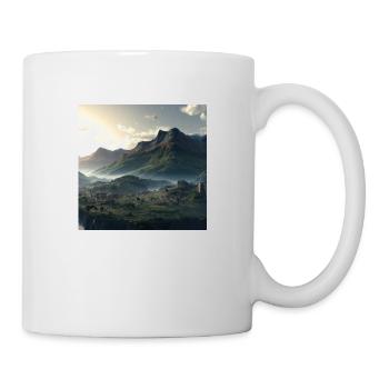 Beautiful mountain landscape in the fog - Mug - white - Right