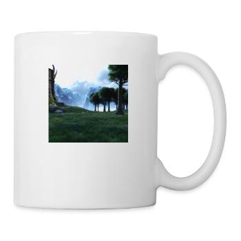Beautiful mountain landscape in the fog - Mug - white - Right