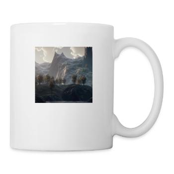 Beautiful mountain landscape in the fog - Mug - white - Right
