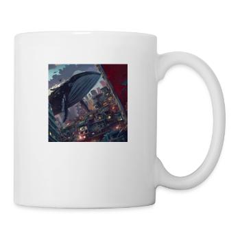Whale floating in the city - Mug - white - Right