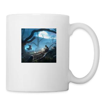 Fille dans une forêt magique entourée de créatures - Mug blanc - blanc - Droite