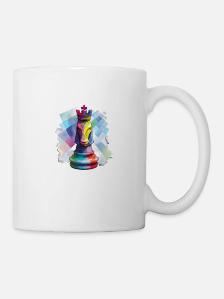 Kunst Schachfigur Pferd als König - Tasse - Weiß