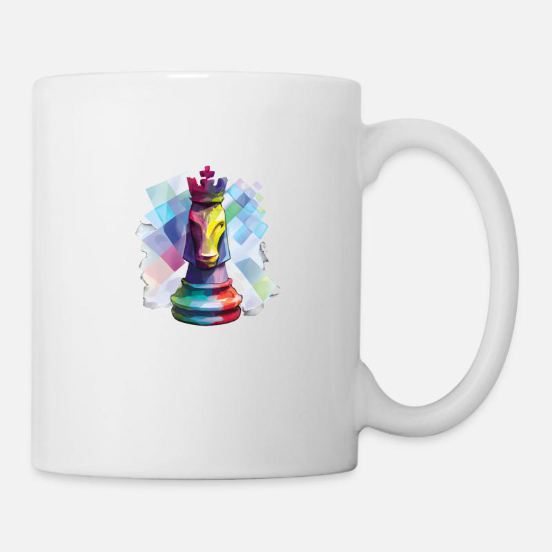 Kunst Schachfigur Pferd als König - Tasse - Weiß