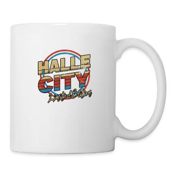 Halle Saale Germany City Font 80s Style - Mug - white - Right