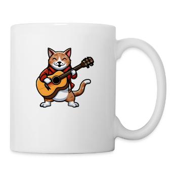 Süße Katze spielt Gitarre - Tasse - Weiß - Rechts
