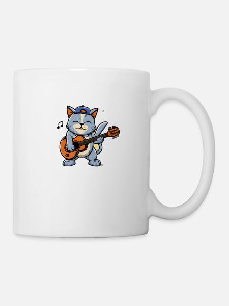 Süße Katze spielt Gitarre - Tasse - Weiß
