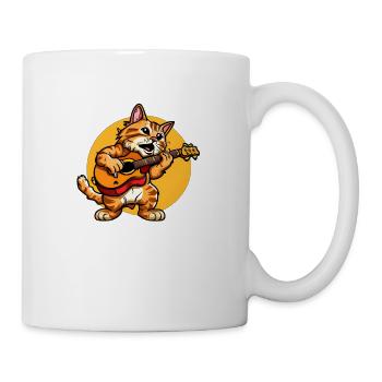 Süße Katze spielt Gitarre - Tasse - Weiß - Rechts