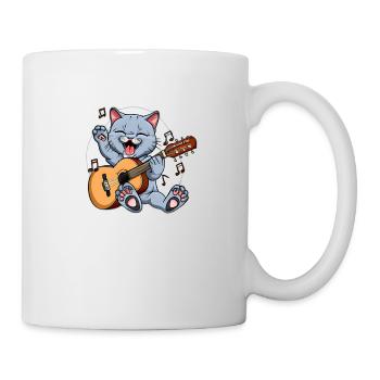 Süße Katze spielt Gitarre - Tasse - Weiß - Rechts