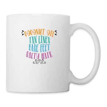 Coconut Oil Tan Lines Bare Feet Salty Hair - Mug - white - Right