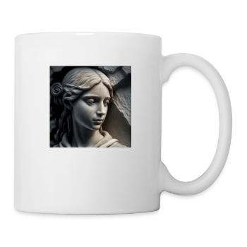 portrait beutiful young woman carved in stone - Mug - white - Right