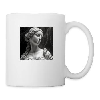 portrait beautiful young woman carved in marble 3 - Mug - white - Right