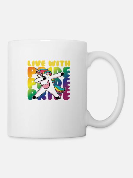Live with Pride Einhorn Unicorn - Tasse - Weiß