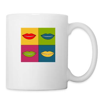 Pop-Art Lippen Lippenstift Poster bunt Geschenk - Tasse - Weiß - Rechts