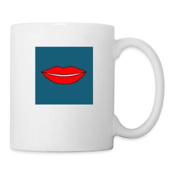 Pop-Art Lippen Lippenstift Poster bunt Geschenk - Tasse - Weiß - Rechts