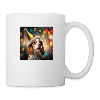 CptnBrunos dog with new years eve decoration - Tasse - Weiß - Rechts