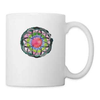 Color Bloom Mandala – Ruhe trifft Farbe - Tasse - Weiß - Rechts