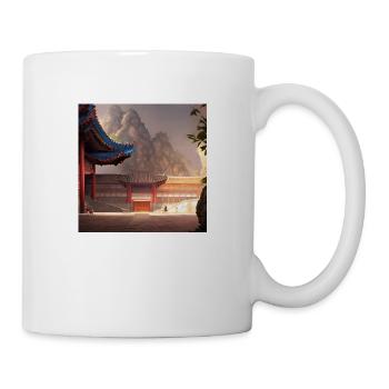 einzigartige asiatische Landschaft mit Tempel - Tasse - Weiß - Rechts