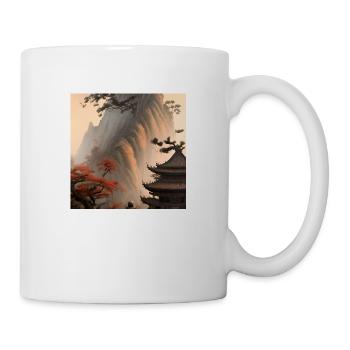 einzigartige asiatische Landschaft mit Tempel - Tasse - Weiß - Rechts
