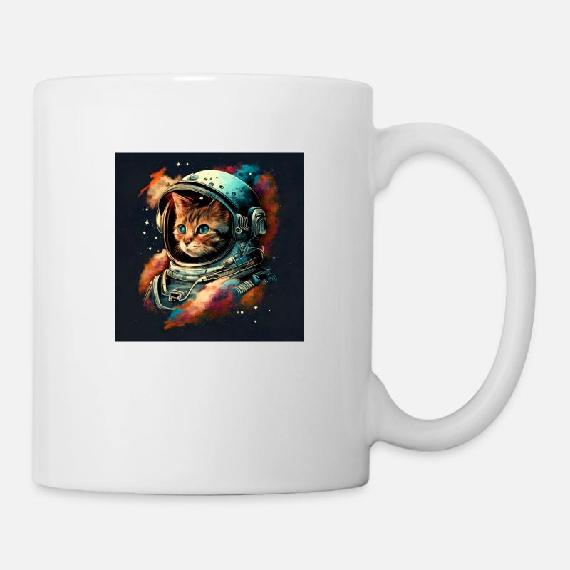 Kosmische Katze im Aetherpunk-Stil - Tasse - Weiß
