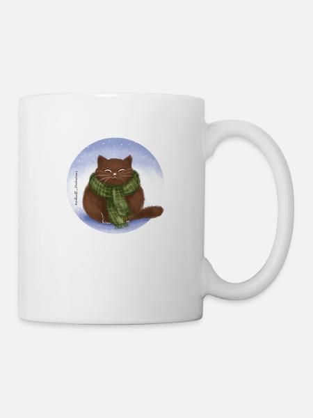 Katze Winter - Tasse - Weiß