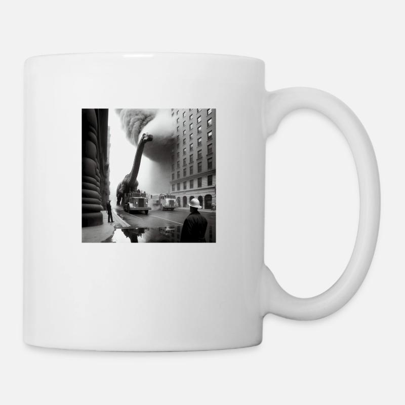 Brachiosaurus détruit la ville - Mug blanc - blanc