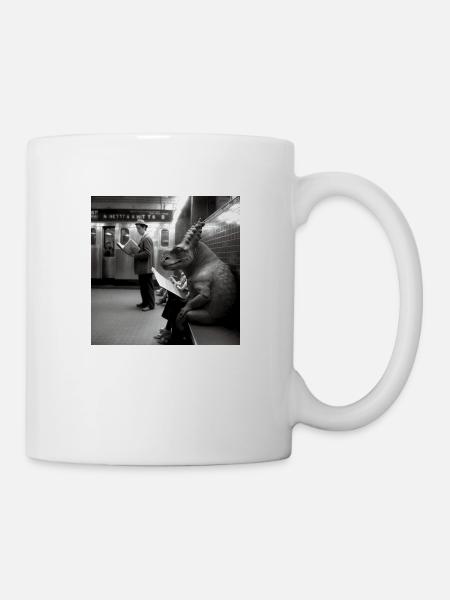 Dino in the subway - Mug - white