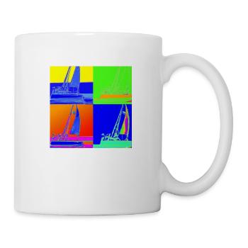 a picture in Warhol style with a sailing yacht - Tasse - Weiß - Rechts