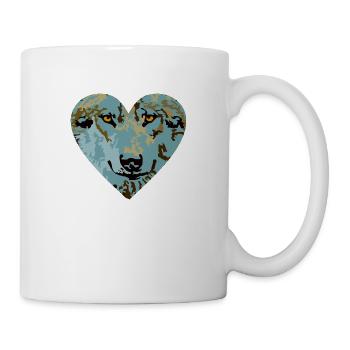 Cœur Loup Bleu - Mug blanc - blanc - Droite