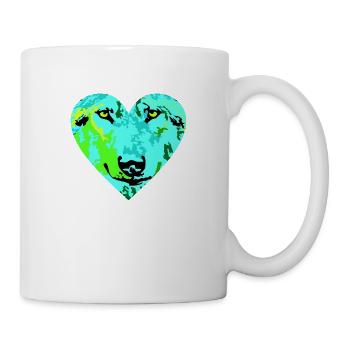 Herz Wolf leicht 3 D Art - Tasse - Weiß - Rechts