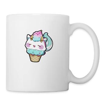 Cute Ice Cream Waffle Anime Cat Manga Cartoon - Mug - white - Right