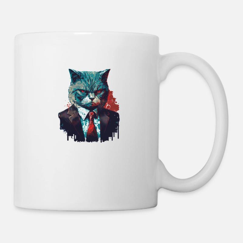 Serious boss cat in a suit - Tasse - Weiß