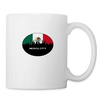 Mexiko-Stadt-Mexiko-Flaggen-Skyline-Schattenbild-Reise - Tasse - Weiß - Rechts