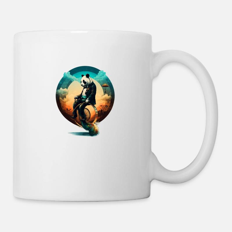 Panda auf einem Einrad - Tasse - Weiß