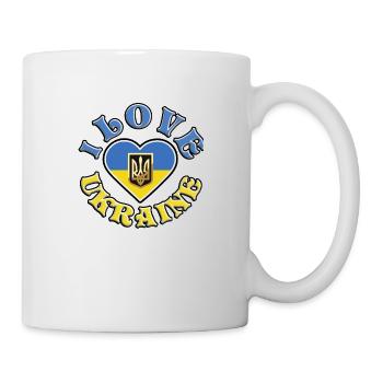 I love Ukraine, mit Flagge und Herz - Tasse - Weiß - Rechts