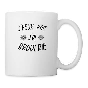 j'peux pas j'ai broderie - Mug blanc - blanc - Droite