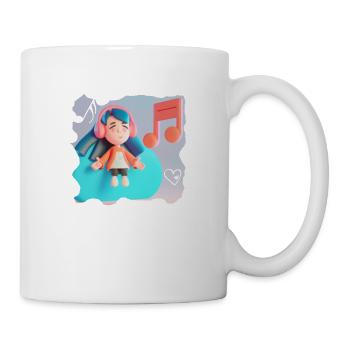 LUSTIGE MUSIK ILLUSTRATION MÄDCHEN 10 - Tasse - Weiß - Rechts