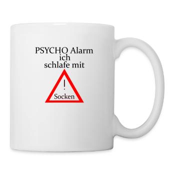 Psycho Alarm Sockenschläfer - Schriftzug - Tasse - Weiß - Rechts