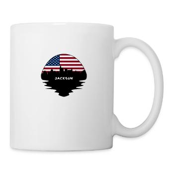 Jackson Mississippi Usa Flag Skyline Silhouette Tr - Mug - white - Right